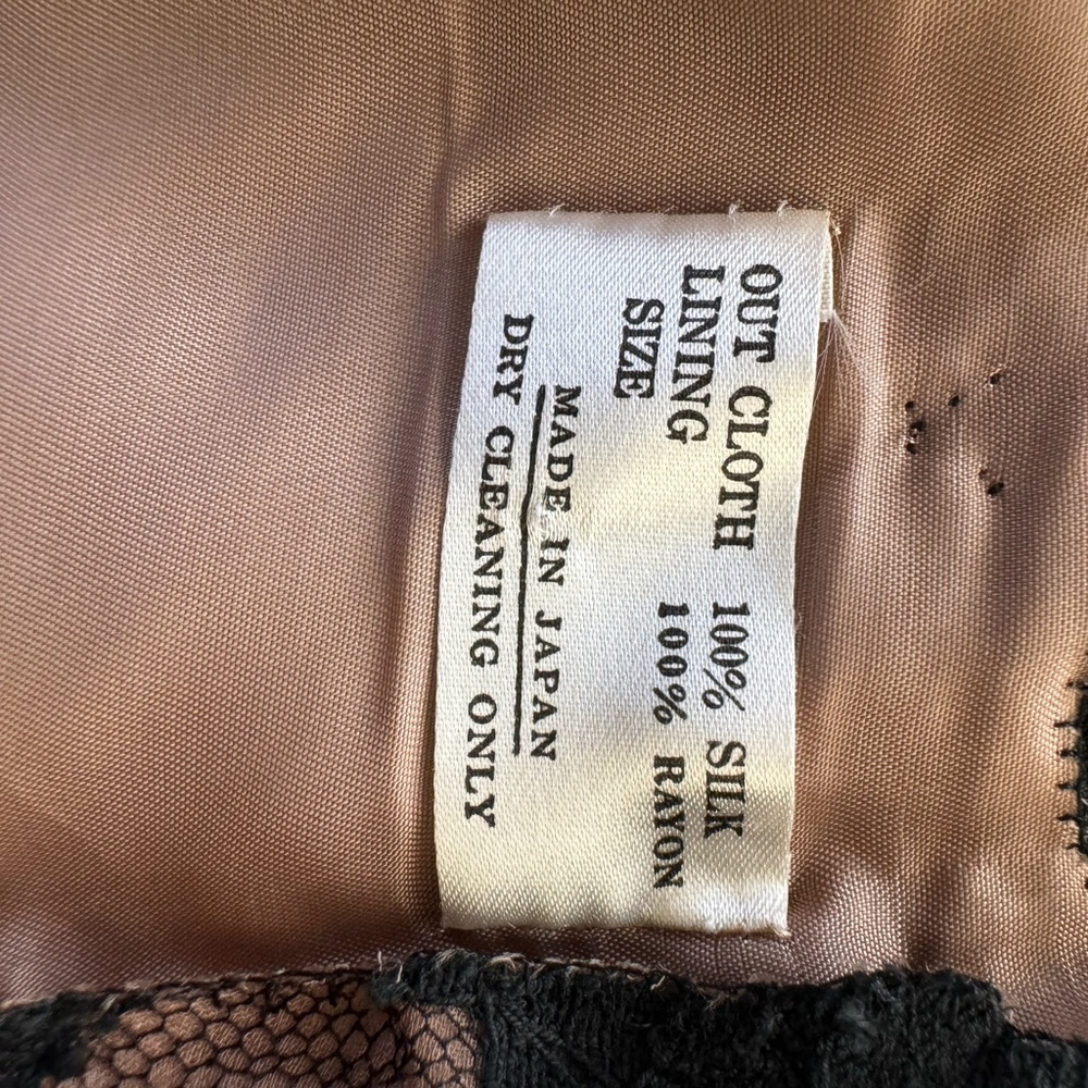 Vintage Hanae Mori Strapless Black Lace Dress over Nude Silk - Picture 4 of 5